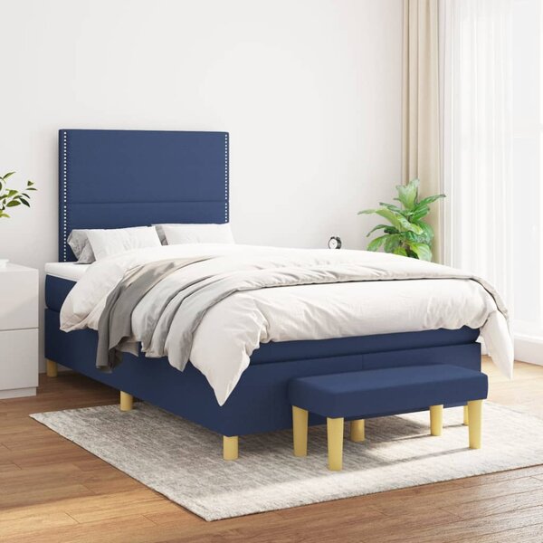 Box spring postel s matrací modrá 120x200 cm textil 3137067