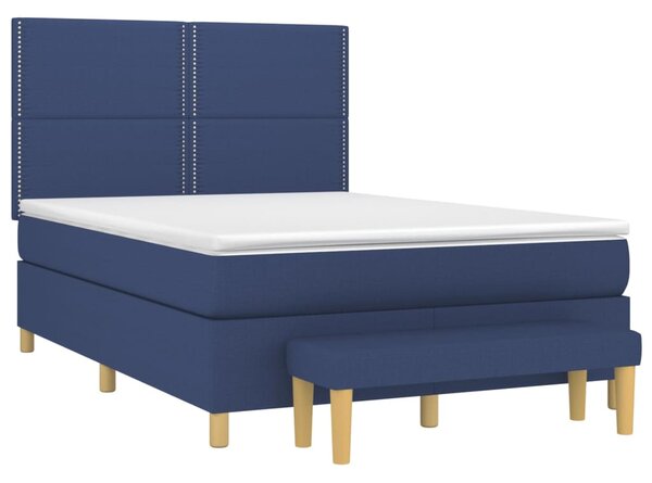 Box spring postel s matrací modrá 140x190 cm textil 3137075