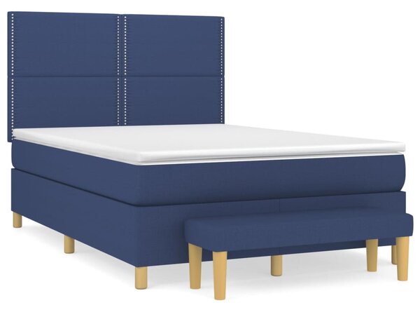 Box spring postel s matrací modrá 140x190 cm textil 3137075
