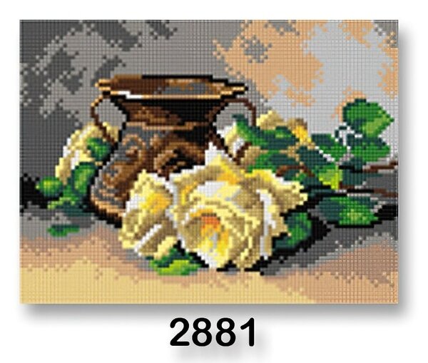 VTC Vyšívací předloha, obrázek na vyšívání 70246/2881 Catherina Klein zátiší se žlutými růžemi, 18x24cm