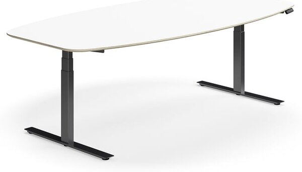 AJ Produkty Jednací stůl NOVUS, výškově nastavitelný, 2400x1200 mm, černá/bílá