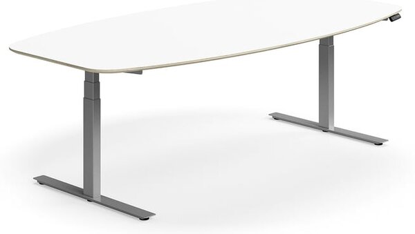 AJ Produkty Jednací stůl NOVUS, výškově nastavitelný, 2400x1200 mm, stříbrná/bílá