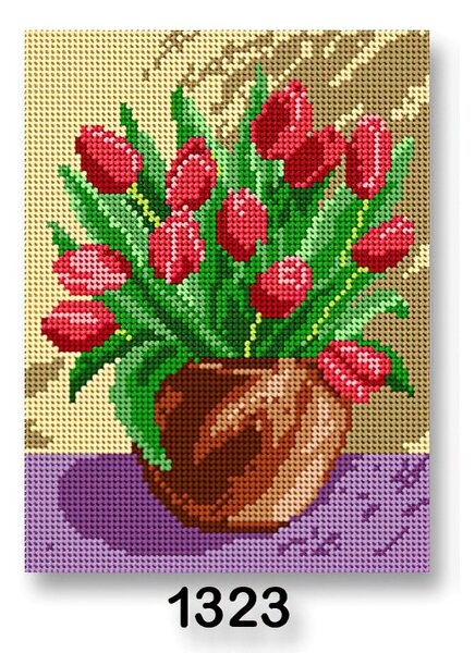 Stoklasa Vyšívací předloha, obrázek na vyšívání 70246/1323, květiny 1, červené tulipány, 18x24cm