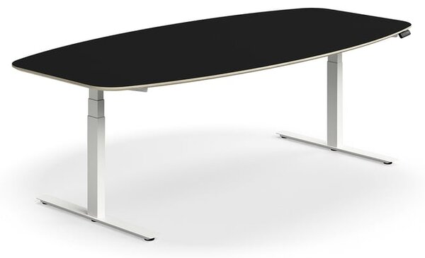 AJ Produkty Jednací stůl NOVUS, výškově nastavitelný, 2400x1200 mm, bílá/černá