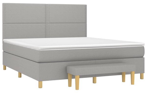 Box spring postel s matrací světle šedá 180 x 200 cm textil 3137093