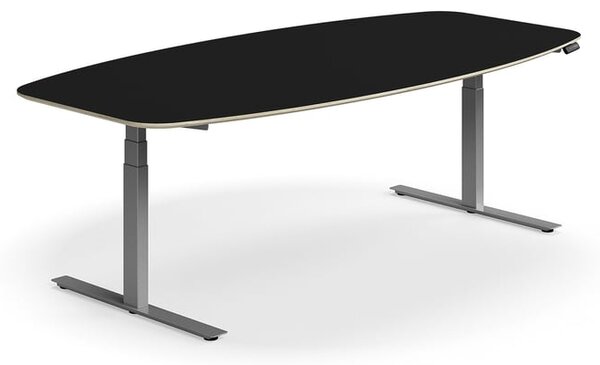 AJ Produkty Jednací stůl NOVUS, výškově nastavitelný, 2400x1200 mm, stříbrná/černá