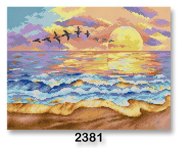 VTC Vyšívací předloha, obrázek na vyšívání 70243/2381, moře, modro-béžová, 30x40cm