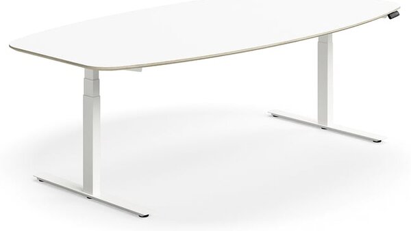 AJ Produkty Jednací stůl NOVUS, výškově nastavitelný, 2400x1200 mm, bílá