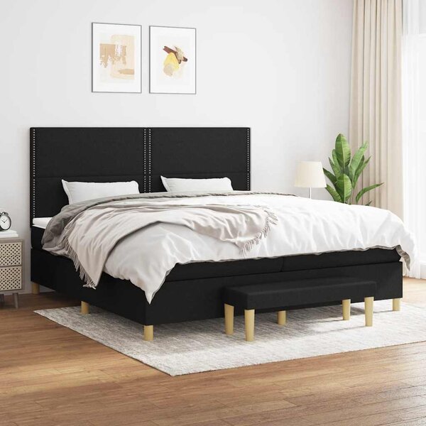Box spring postel s matrací černá 200x200 cm textil 3137103
