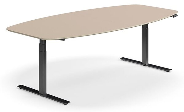 AJ Produkty Jednací stůl NOVUS, výškově nastavitelný, 2400x1200 mm, černá/jílově šedá