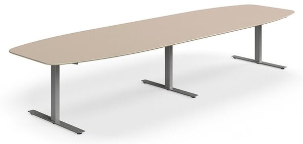 AJ Produkty Jednací stůl NOVUS, T-nohy, 4000x1200 mm, stříbrná/jílově šedá