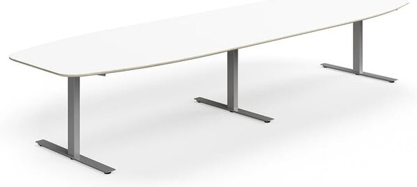 AJ Produkty Jednací stůl NOVUS, T-nohy, 4000x1200 mm, stříbrná/bílá