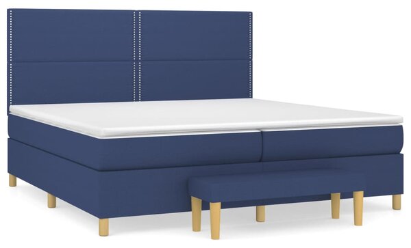 Box spring postel s matrací modrá 200x200 cm textil 3137107