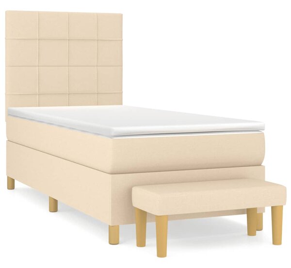 Box spring postel s matrací krémová 90x190 cm textil 3137122