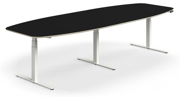 AJ Produkty Jednací stůl NOVUS, výškově nastavitelný, 3200x1200 mm, bílá/černá