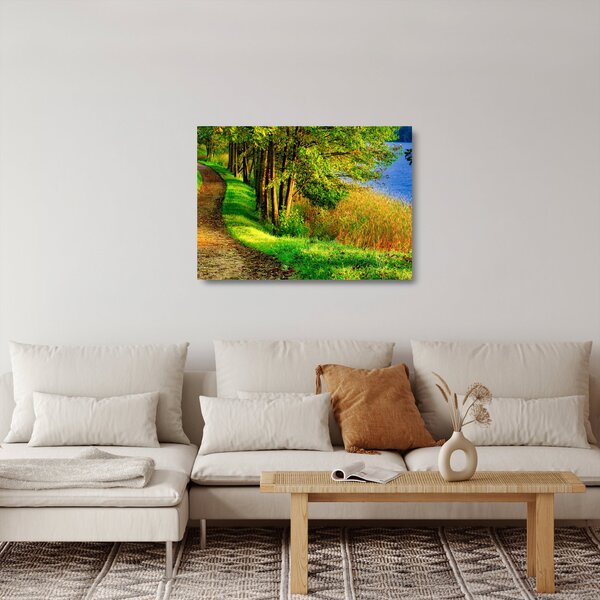 Skleněný obraz stezky podél vody (70x50 cm)