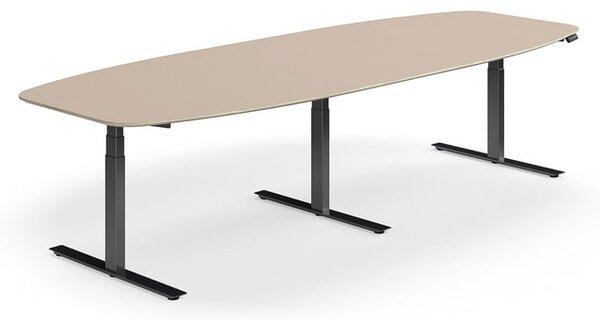 AJ Produkty Jednací stůl NOVUS, výškově nastavitelný, 3200x1200 mm, černá/jílově šedá