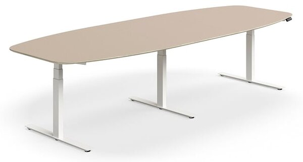 AJ Produkty Jednací stůl NOVUS, výškově nastavitelný, 3200x1200 mm, bílá/jílově šedá