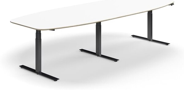 AJ Produkty Jednací stůl NOVUS, výškově nastavitelný, 3200x1200 mm, černá/bílá