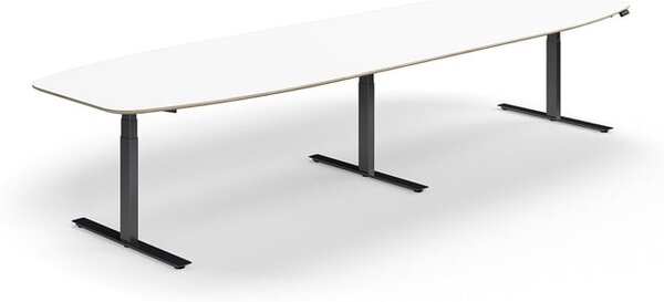 AJ Produkty Jednací stůl NOVUS, výškově nastavitelný, 4000x1200 mm, černá/bílá