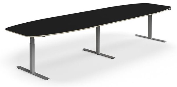 AJ Produkty Jednací stůl NOVUS, výškově nastavitelný, 4000x1200 mm, stříbrná/černá