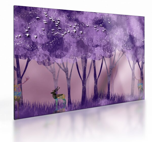 Skleněný obraz - Jeleni v magickém lese (70x50 cm)