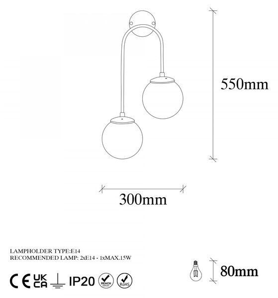 Opviq Nástěnná lampa Jevel I zlatá/bílá