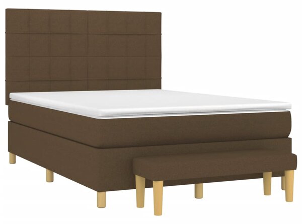 Box spring postel s matrací tmavě hnědá 140x190 cm textil 3137152