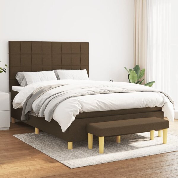 Box spring postel s matrací tmavě hnědá 140x190 cm textil 3137152