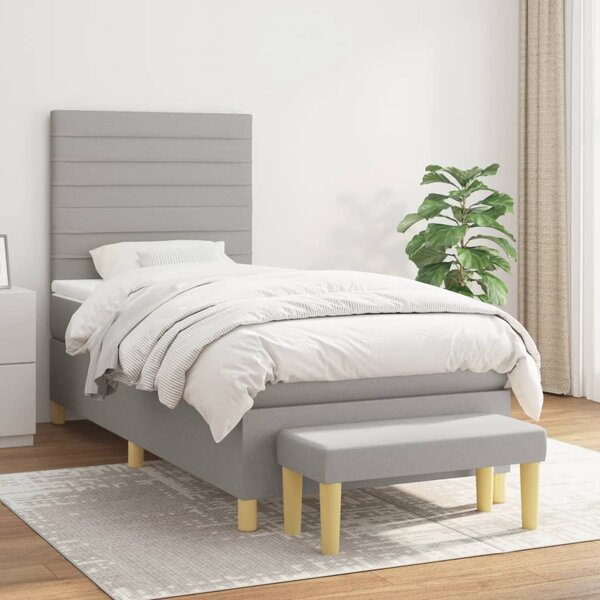 Box spring postel s matrací světle šedá 80 x 200 cm textil 3137189