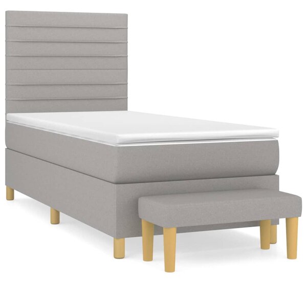 Box spring postel s matrací světle šedá 80 x 200 cm textil 3137189