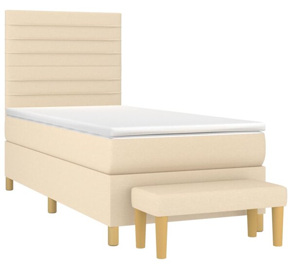Box spring postel s matrací krémová 90x190 cm textil 3137202