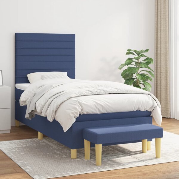 Box spring postel s matrací modrá 80x200 cm textil 3137195
