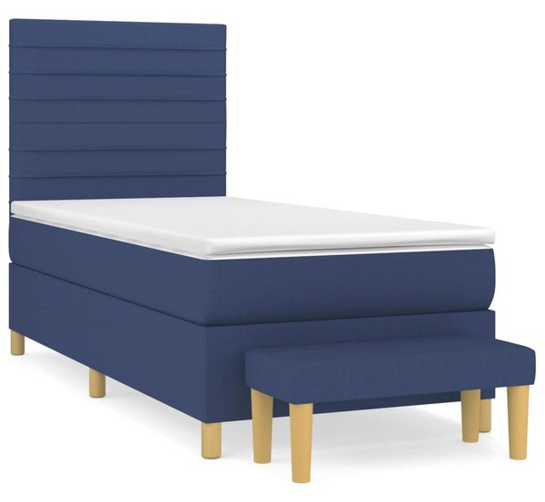 Box spring postel s matrací modrá 80x200 cm textil 3137195