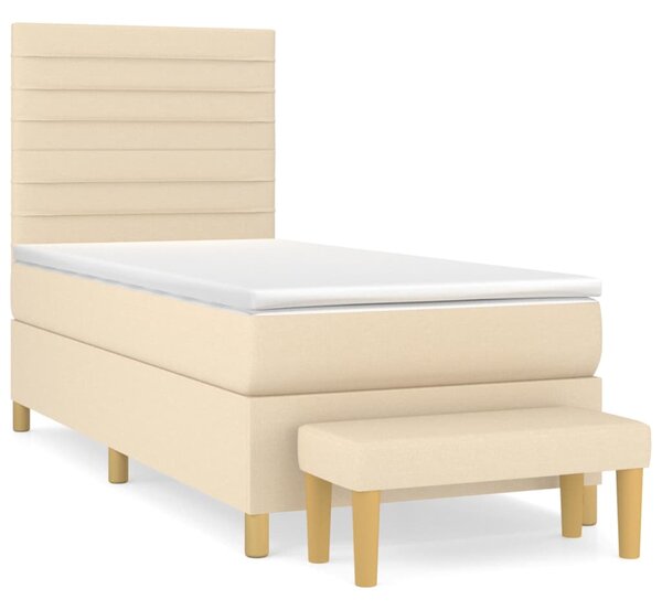Box spring postel s matrací krémová 90x190 cm textil 3137202