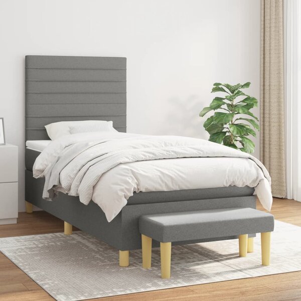 Box spring postel s matrací tmavě šedá 90x190 cm textil 3137198