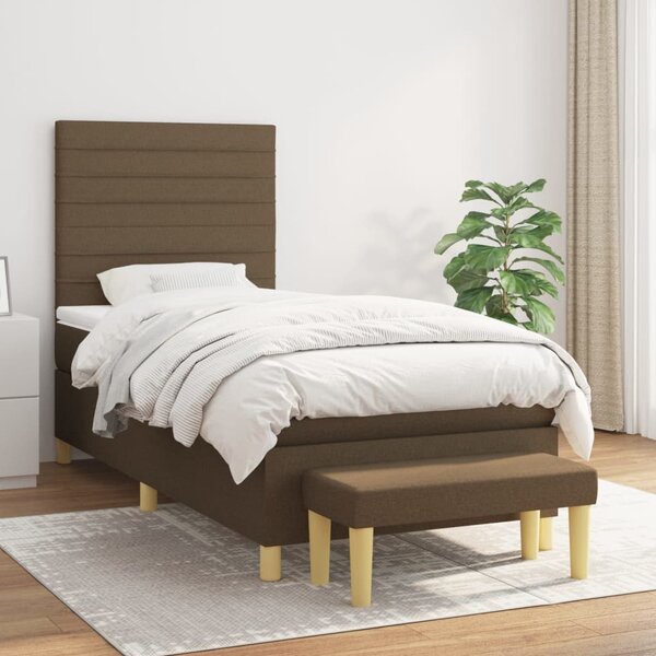 Box spring postel s matrací tmavě hnědá 90x190 cm textil 3137200