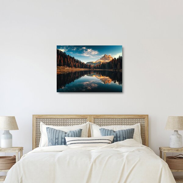 Skleněný obraz - Alpy, Itálie, Dolomity, Lago Antorno (70x50 cm)