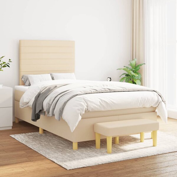 Box spring postel s matrací krémová 120x200 cm textil 3137226