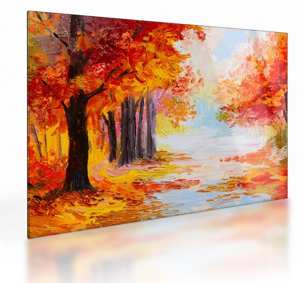 Skleněný obraz - Olejomalba, barevný podzim (70x50 cm)