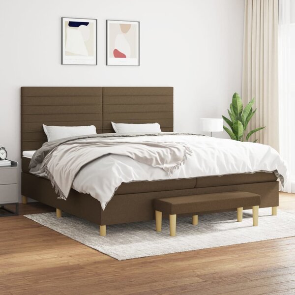 Box spring postel s matrací tmavě hnědá 200x200 cm textil 3137264