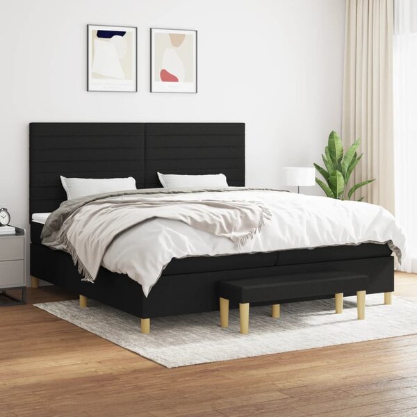 Box spring postel s matrací černá 200x200 cm textil 3137263