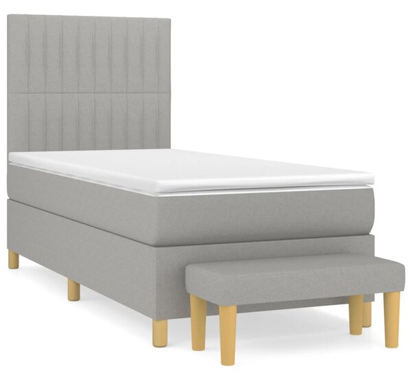 Box spring postel s matrací světle šedá 90x190 cm textil 3137277