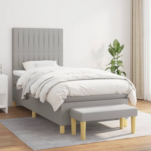 Box spring postel s matrací světle šedá 90x190 cm textil 3137277