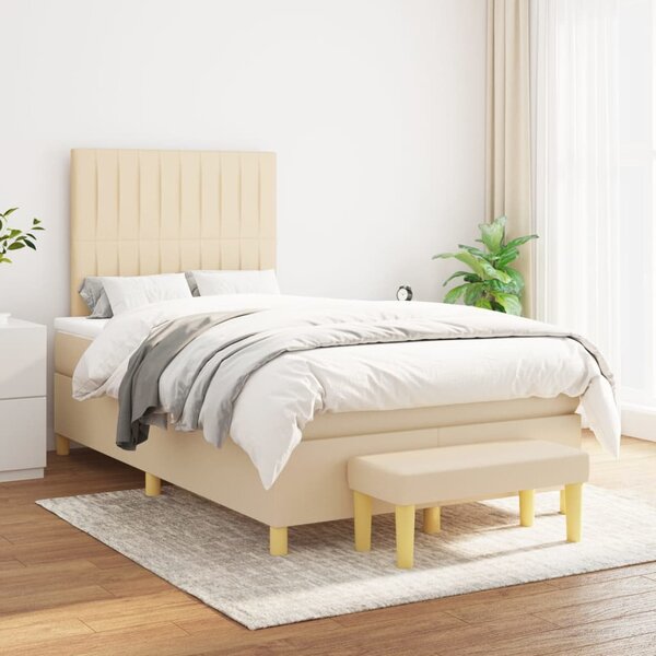 Box spring postel s matrací krémová 120x200 cm textil 3137306