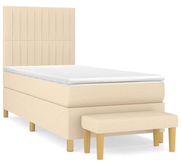Box spring postel s matrací krémová 100 x 200 cm textil 3137298