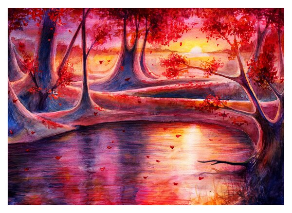 Skleněný obraz kouzelného lesa (70x50 cm)
