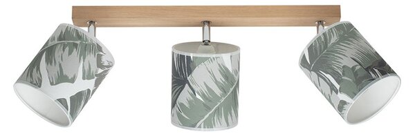 BRITOP Lighting Stropní svítidlo MADERA, 3xMax.25W, vícebarevné textilní stínidlo, olejovaný dub
