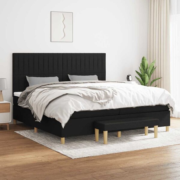 Box spring postel s matrací černá 200x200 cm textil 3137343