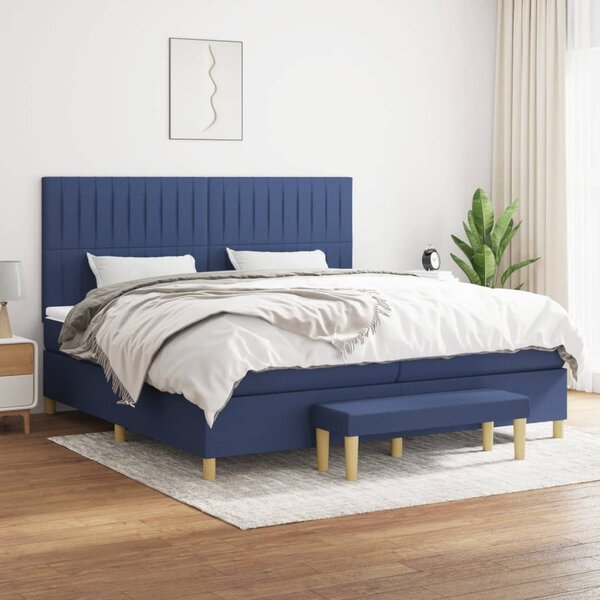 Box spring postel s matrací modrá 200x200 cm textil 3137347